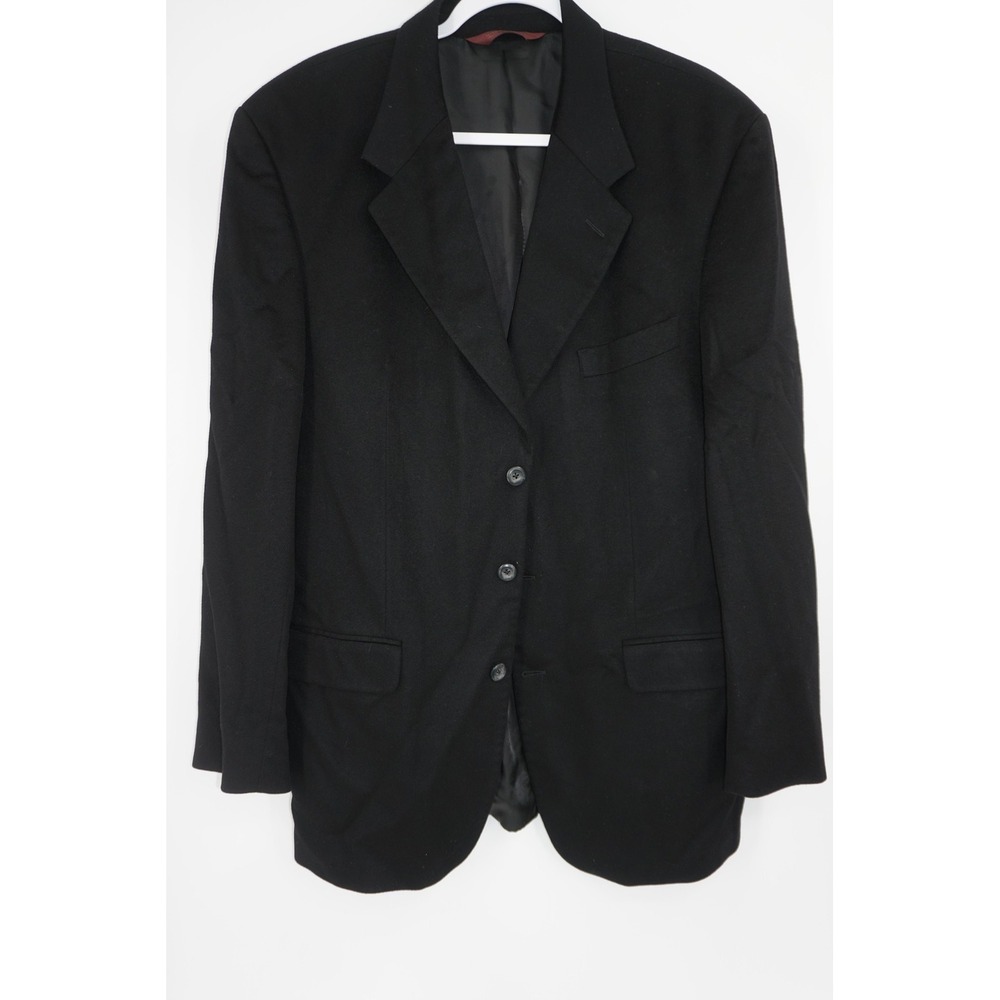 Nordstrom Classics Blazer Mens Black 100% Cashmere Sport Coat 3 Button 44L